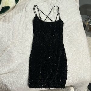 Black sequin mini dress